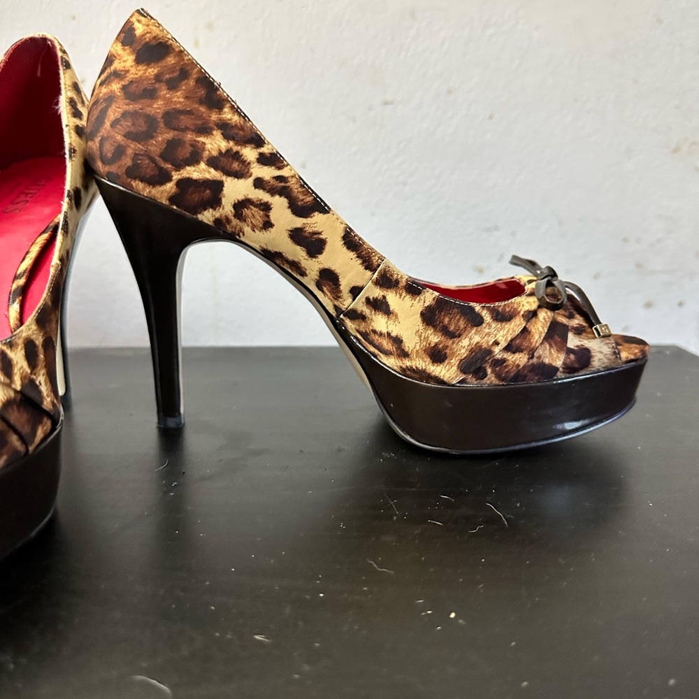 Animal print platform heels